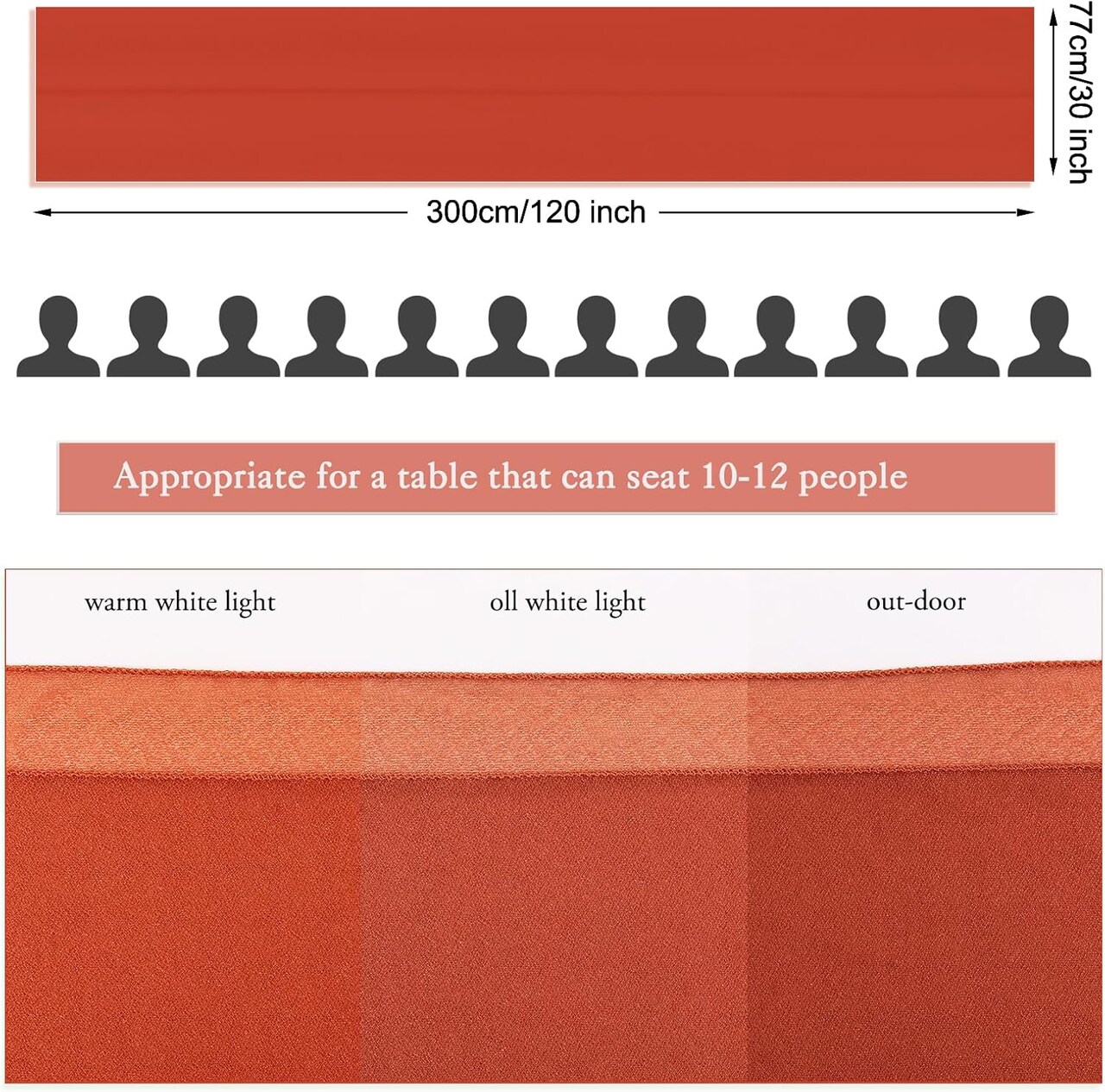 Terracotta Chiffon Table Runner 30 x 120 Inches Romantic Chiffon Table Runner for Wedding Decorations Baby Shower and Birthday Party Christmas Cake Table Decorations